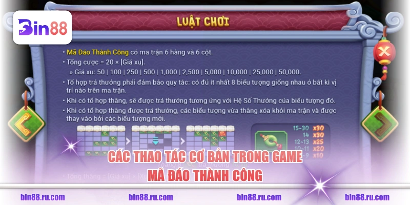 Các thao tác cơ bản trong game Mã Đáo Thành Công
