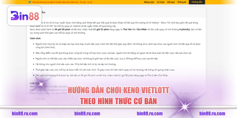Hướng dẫn chơi Keno Vietlott theo hình thức cơ bản