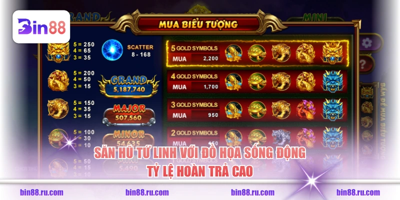 Săn hũ Tứ Linh với đồ họa sống động, tỷ lệ hoàn trả cao
